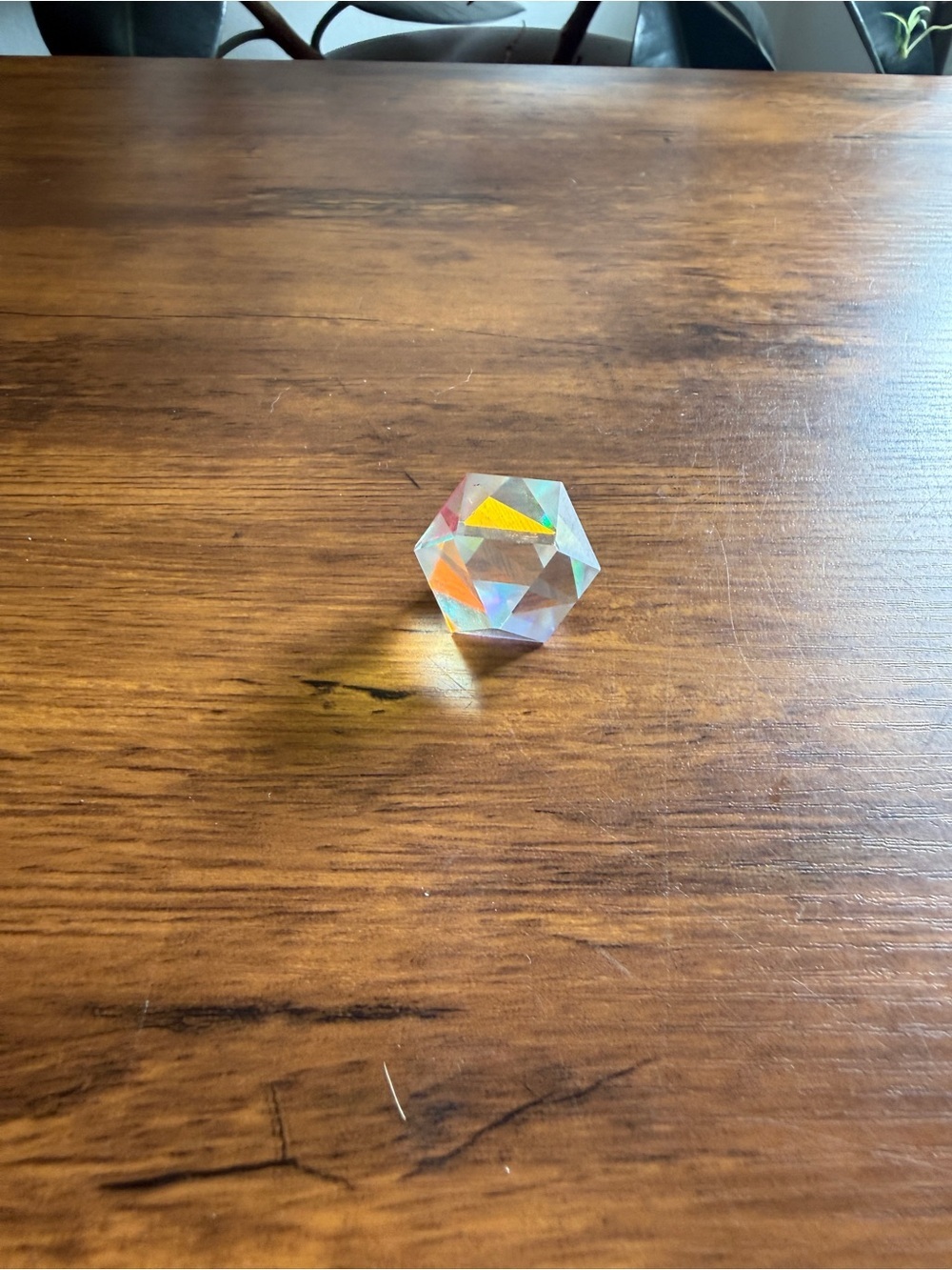 Crystal Prism Decorative Accent in Clear with Rainbow Refractions